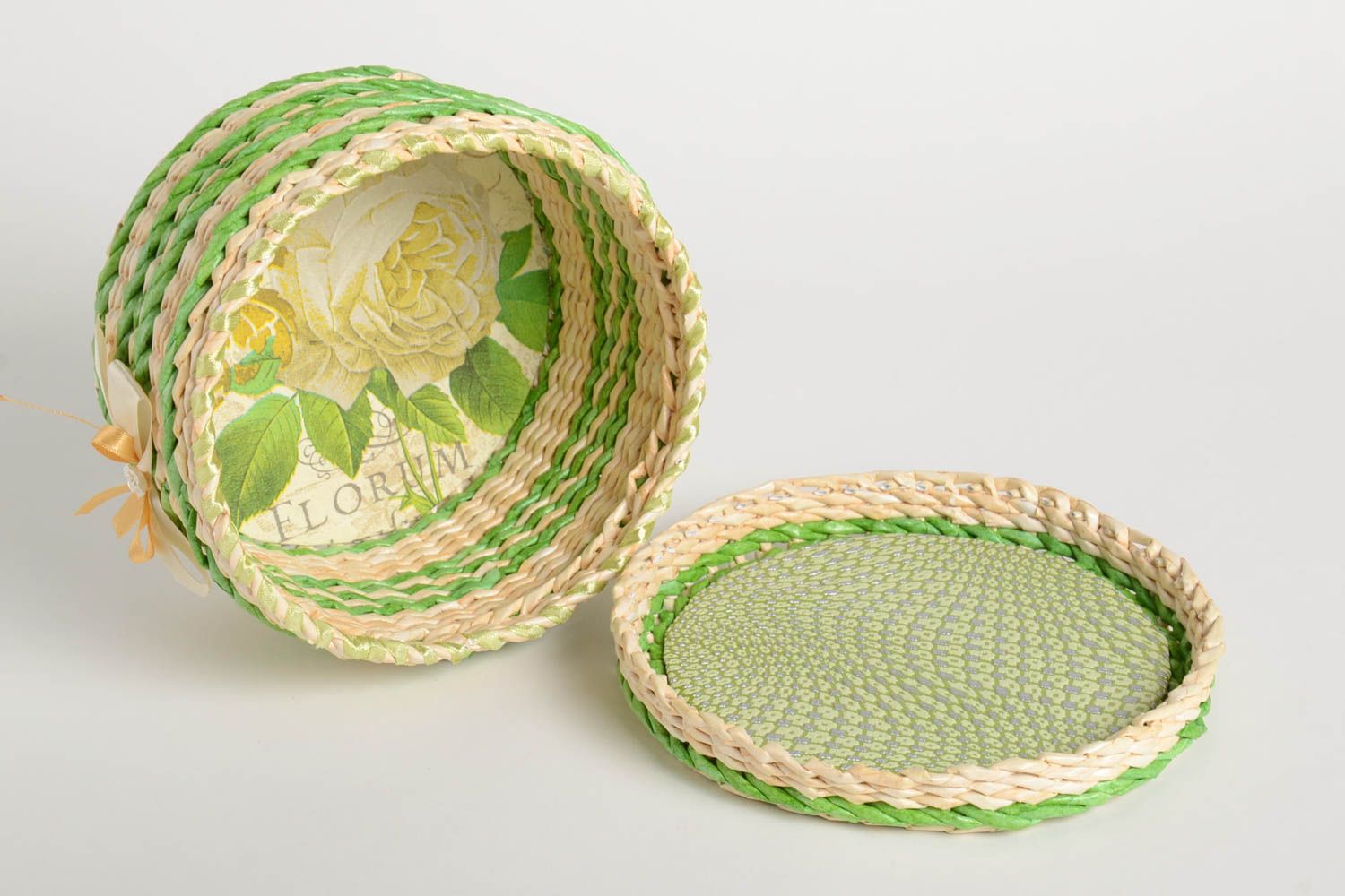 Beautiful handmade paper basket jewelry box design newspaper craft gift ideas photo 3