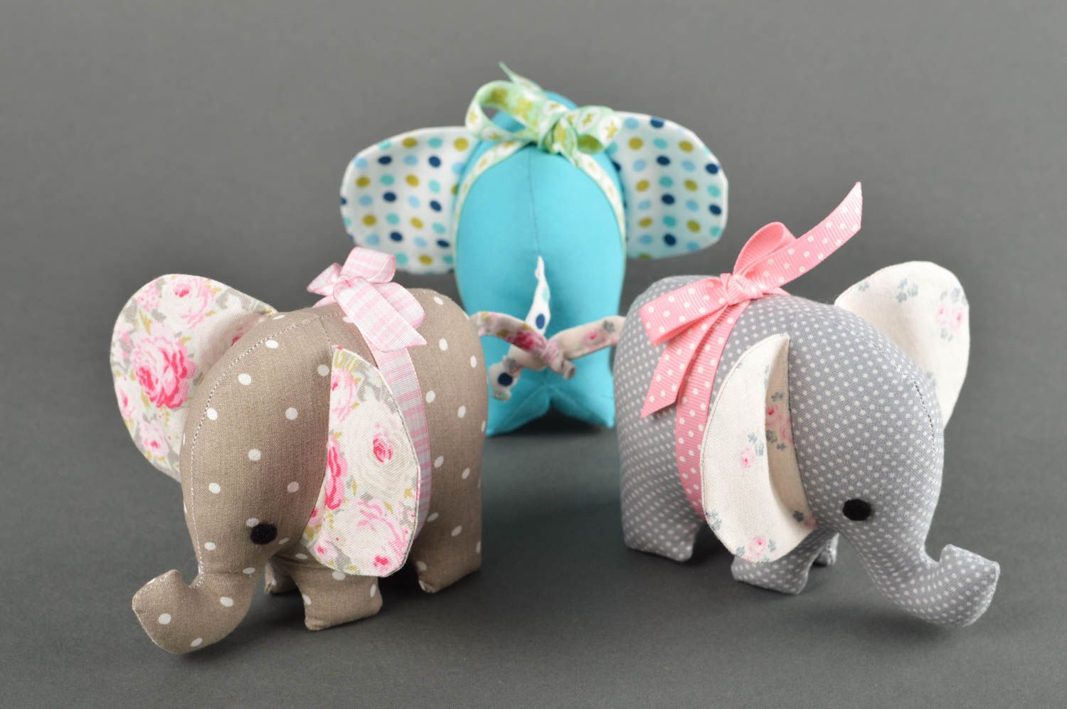 Elefantini fatti a mano pupazzi di peluche giocattoli simpatici da bambini 3 pz foto 4