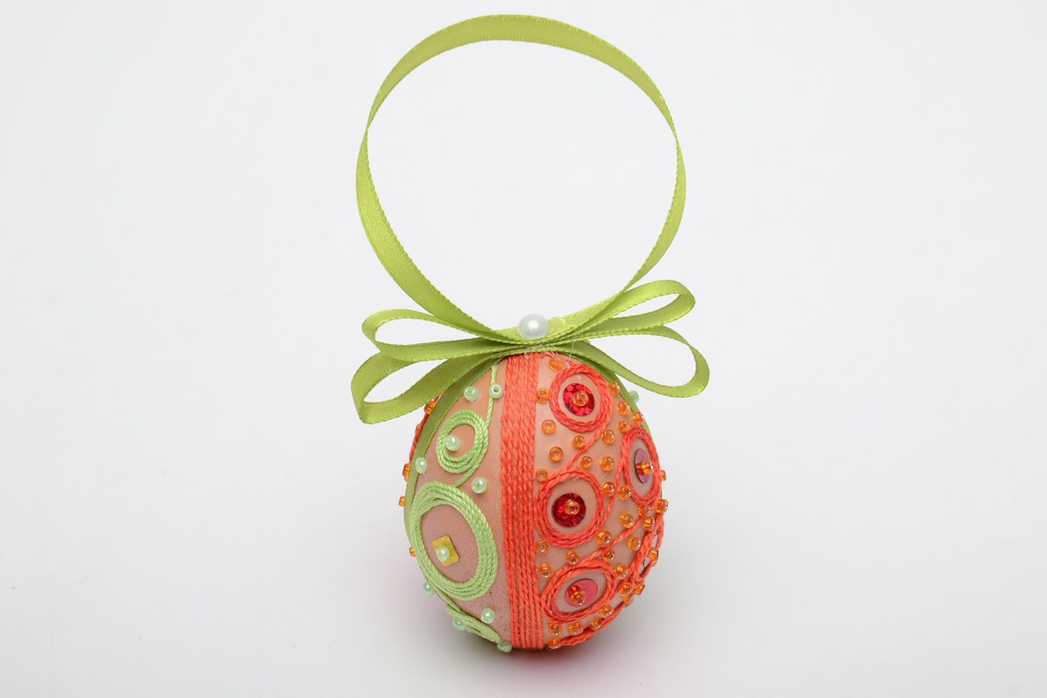 Interior hanging egg with beads and paillettes photo 2