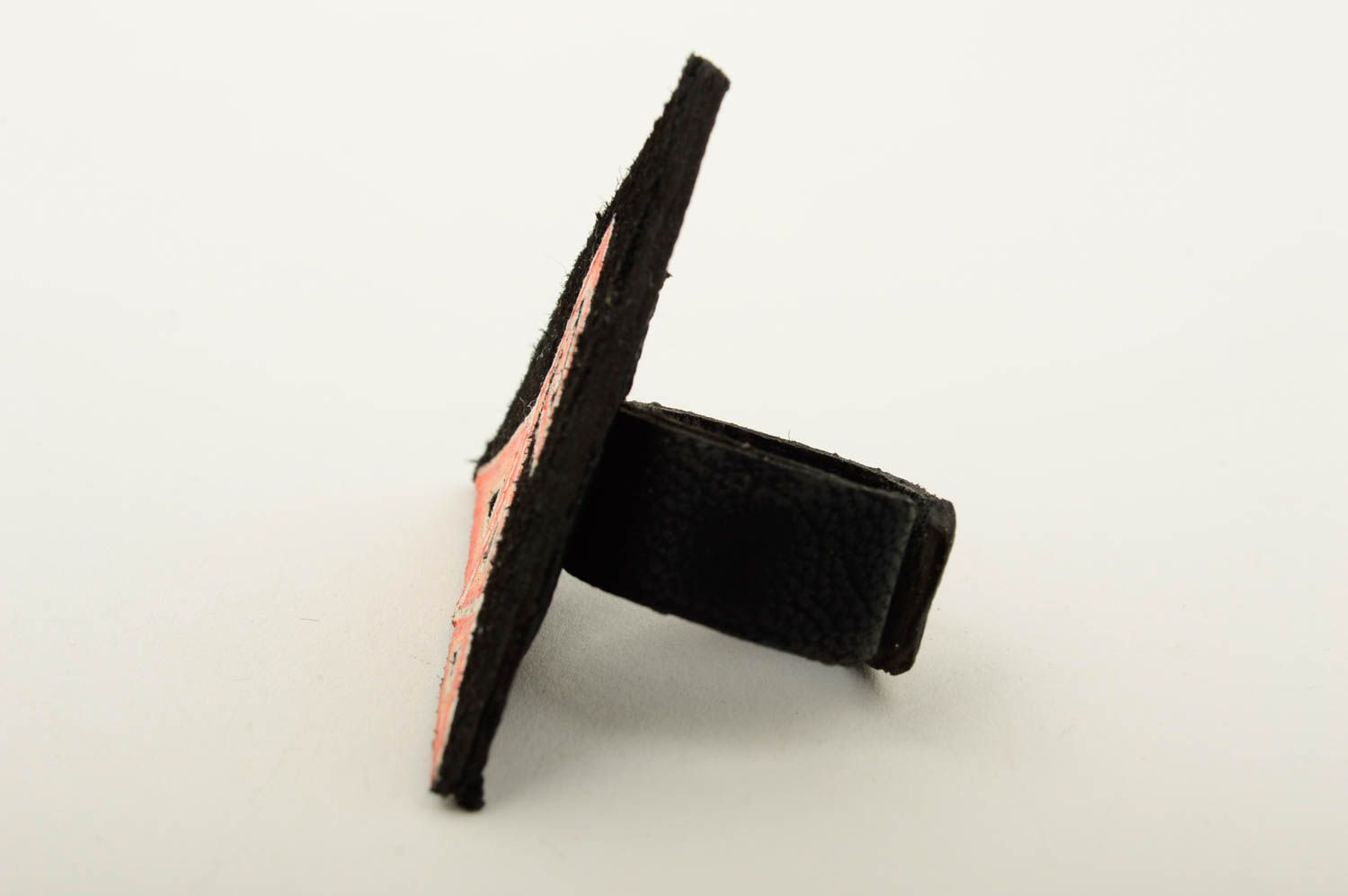 Handmade Ring schwarz Damen Ring aus Leder Designer Accessoires Geschenk Ideen foto 4