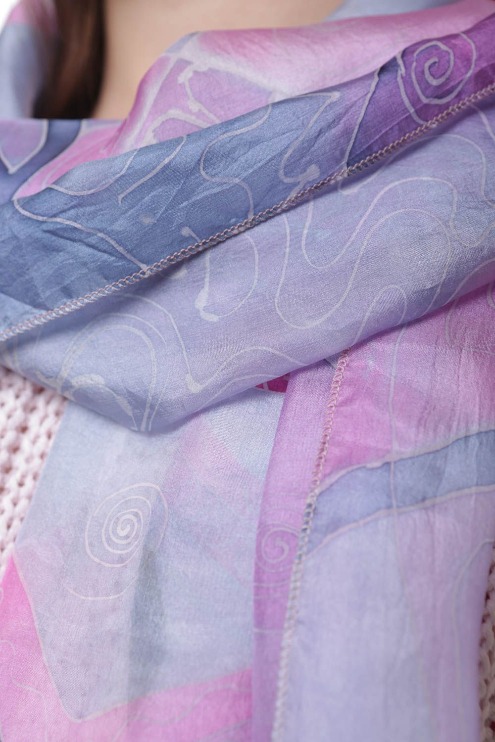 Batik silk scarf Lilac photo 2