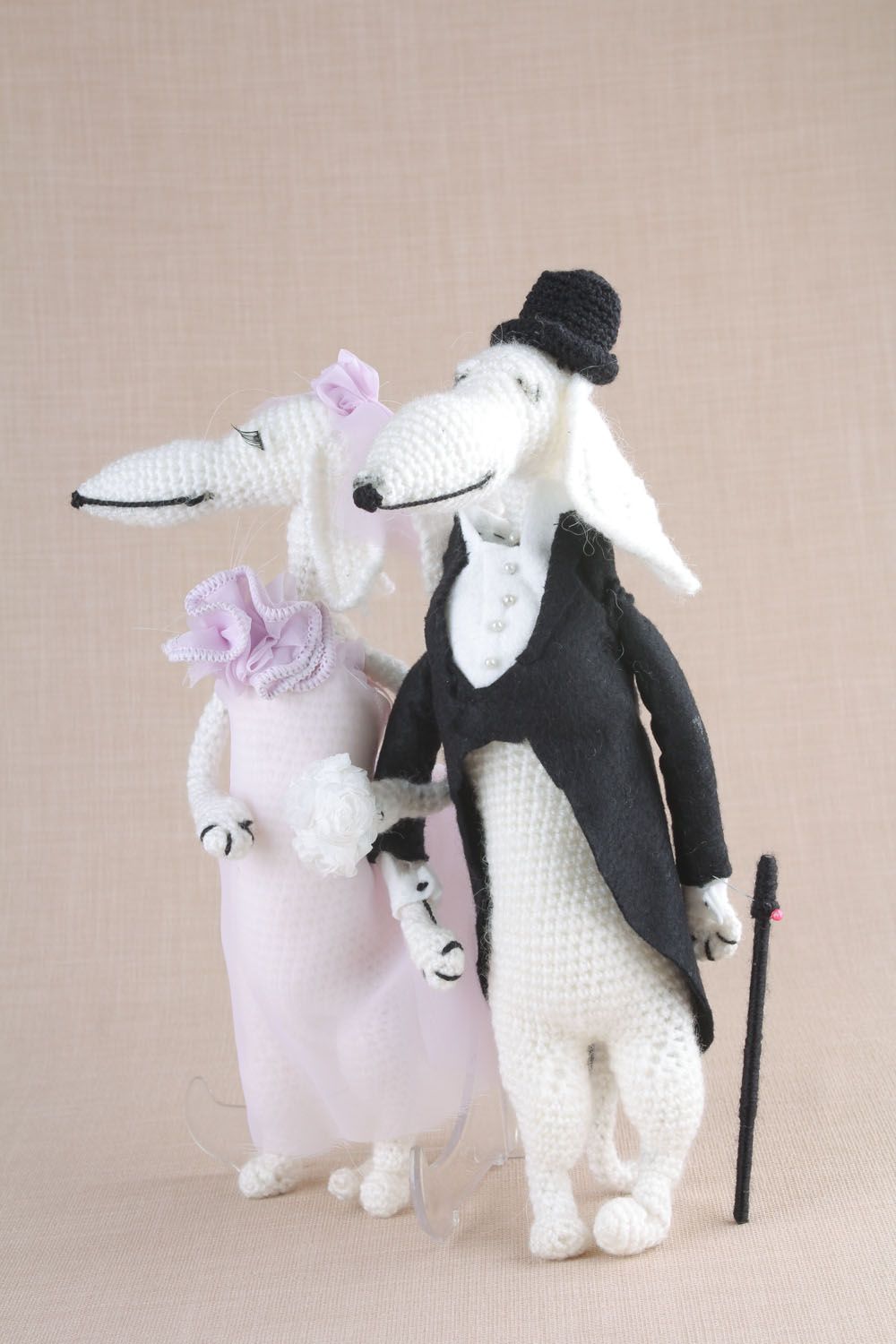 Jouet décoratif crocheté artisanal Couple marié photo 5