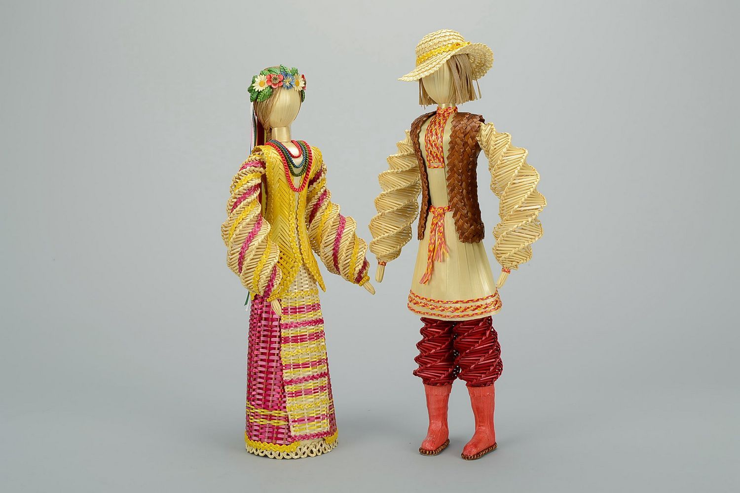 Paar der Stroh-Figurinen Iwanko und Natalka foto 3