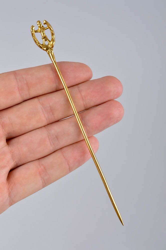 Handmade brass accessory stylish hair stick beautiful metal hair stick photo 4