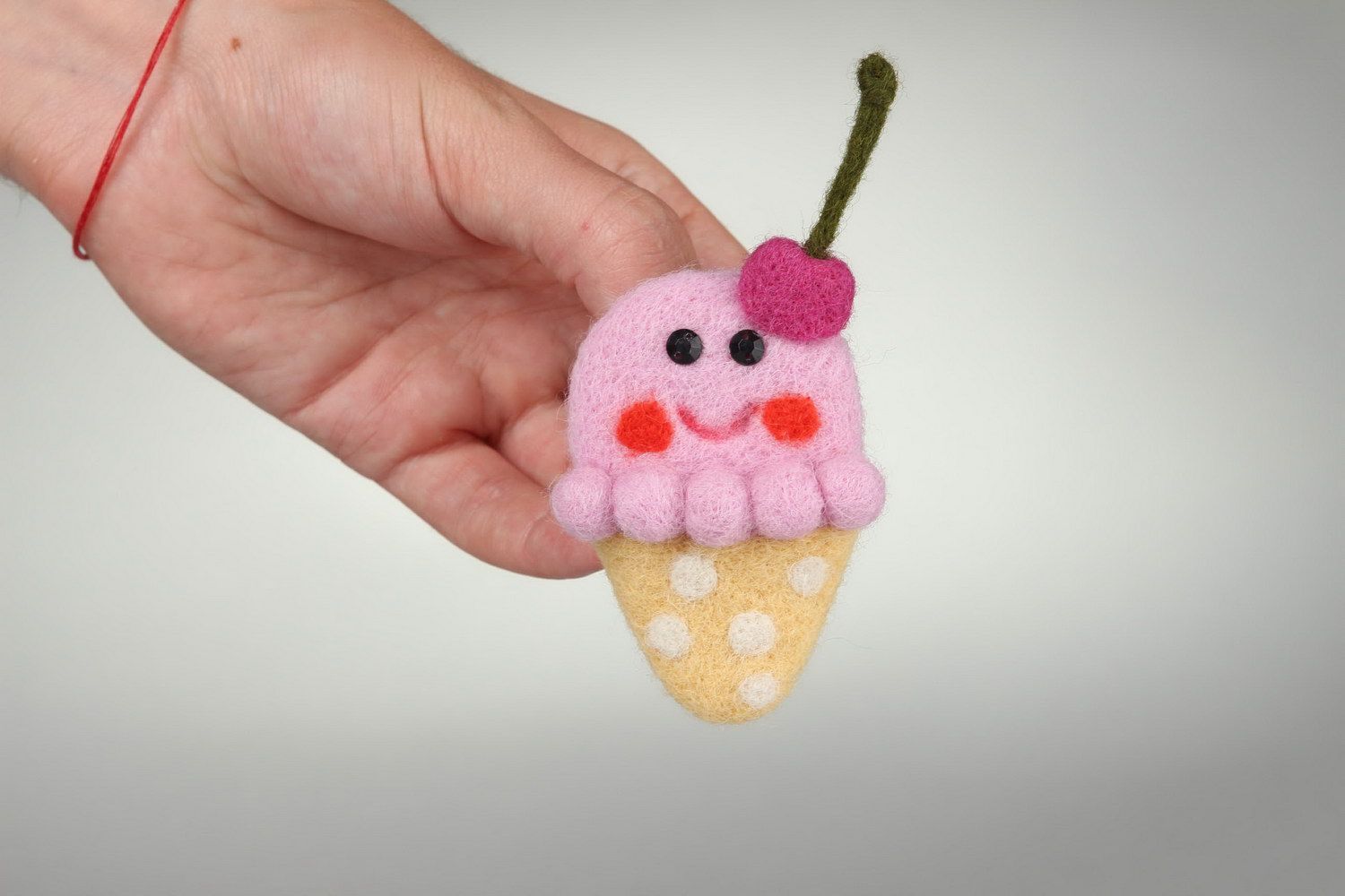 Brooch made from wool Ice cream photo 5
