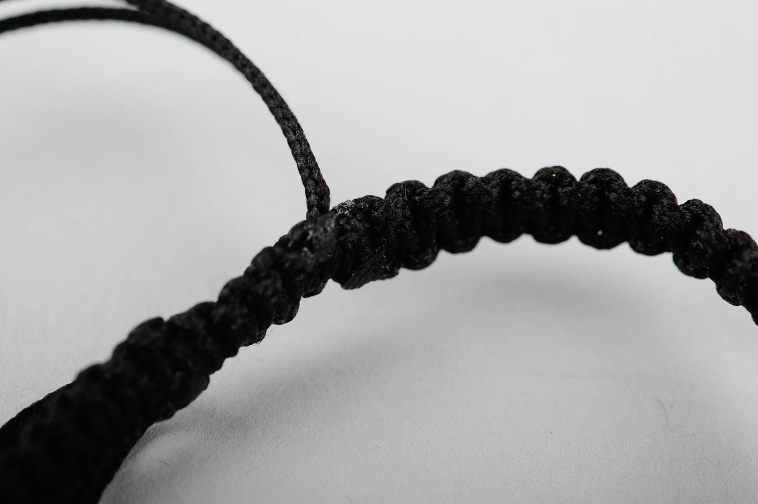 Handmade unusual black bracelet thin elegant bracelet cute woven bracelet photo 5