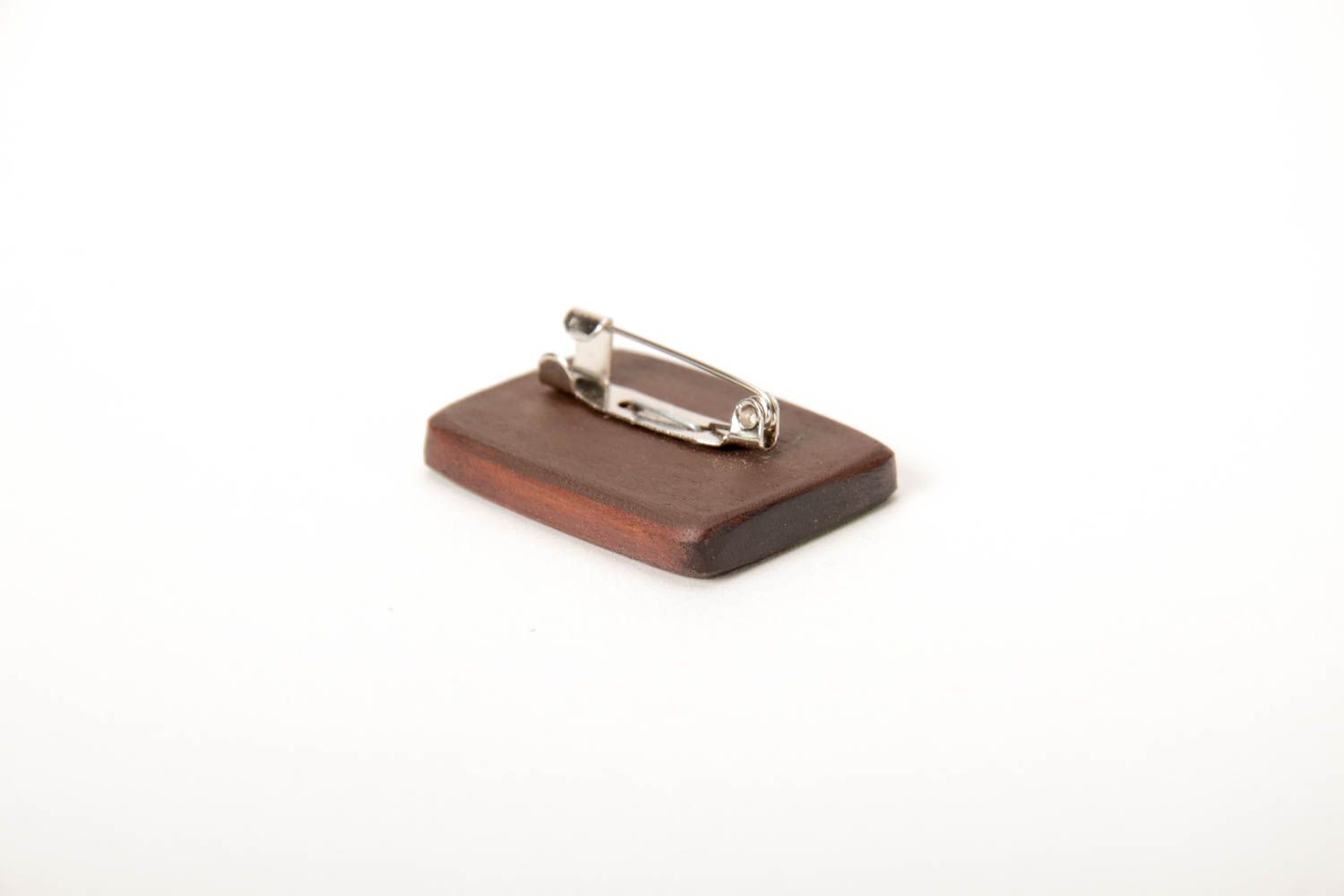 Handmade jewelry designer accessory wooden brooch handmade wooden brooch photo 5