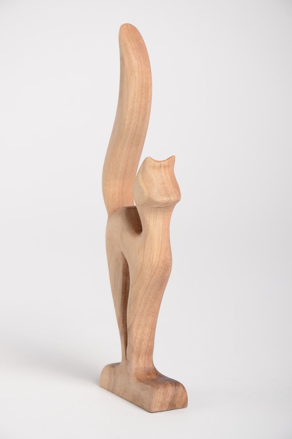 Statuette en bois Souvenir en bois fait main chat Décoration intérieure photo 5