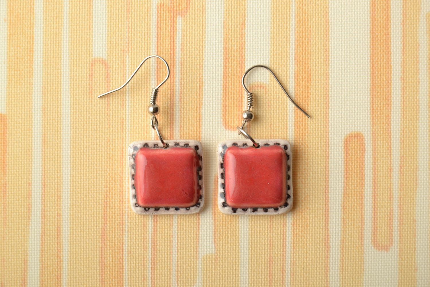 Bright handmade ceramic earrings photo 1