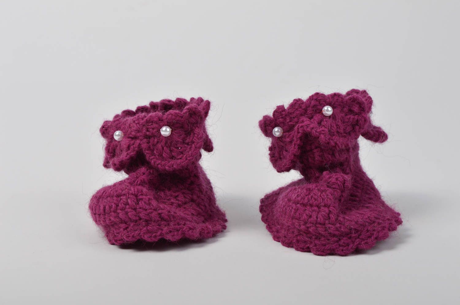 Zapatillas de bebé artesanales patucos tejidos a ganchillo regalo original  foto 2