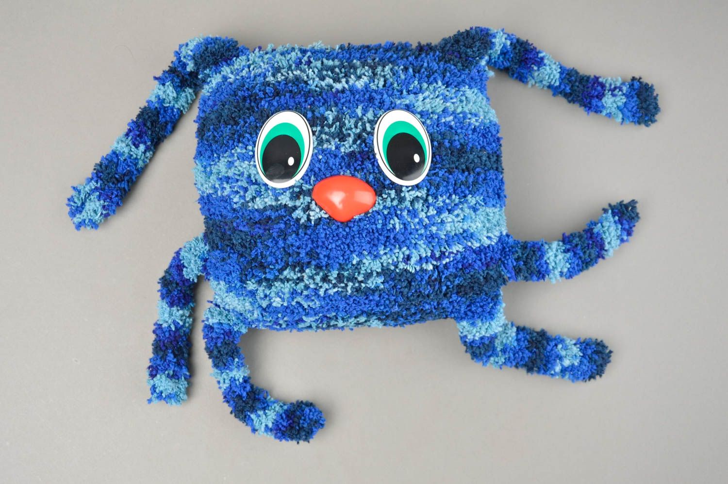 Handmade blue soft toy crocheted stylish souvenirs cute presents for kids photo 2