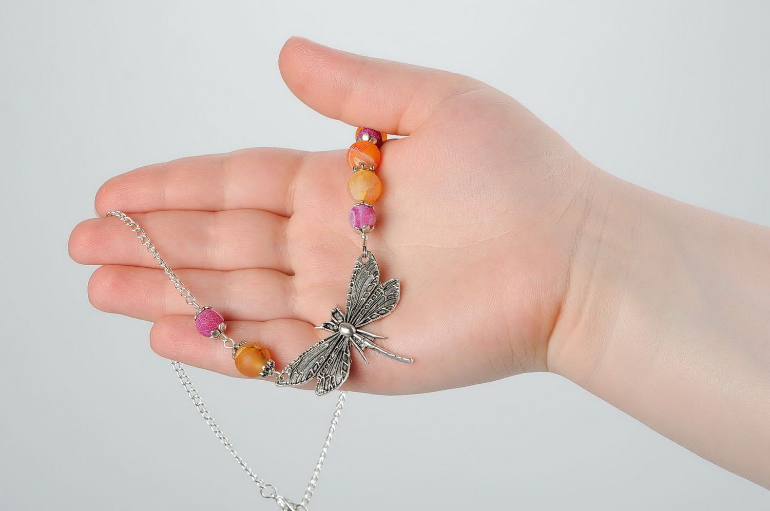 Necklace with agate Dragonfly photo 5