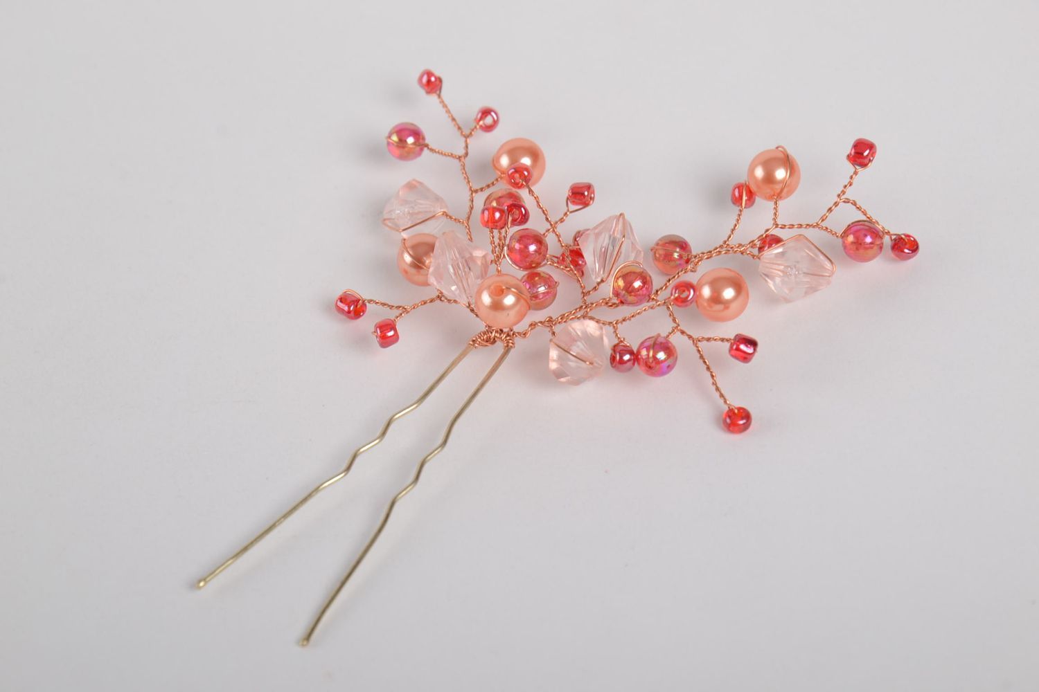 Handmade beaded hair pin unusual beautiful hair pin designer accesory photo 3