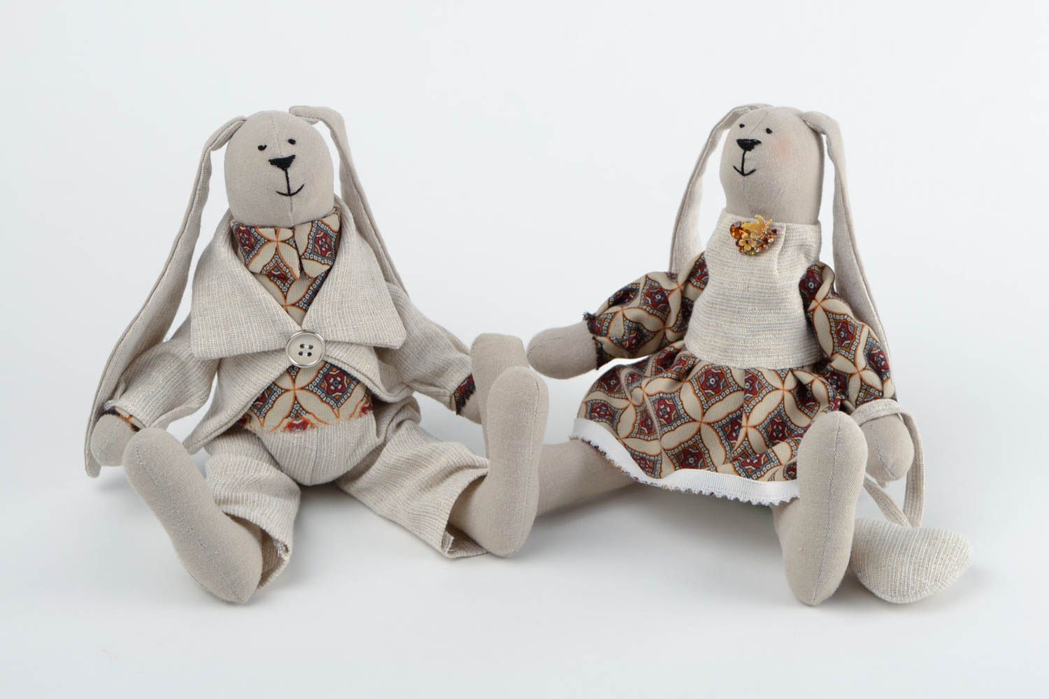 Игрушки зайцы ручной работы авторские игрушки из ткани стильный подарок подруге фото 4
