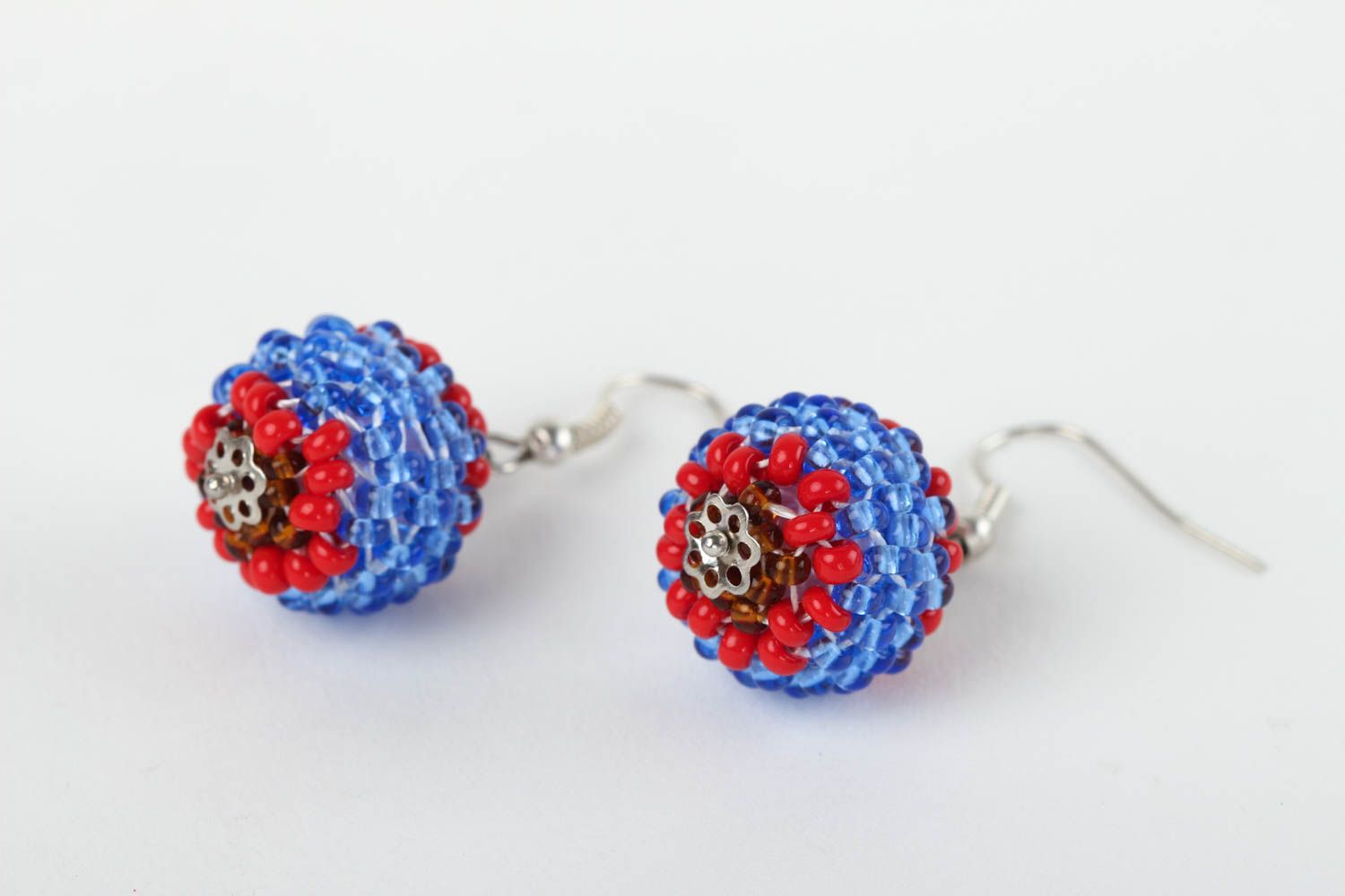 Beautiful handmade beaded ball earrings handmade accessories gifts for her photo 3