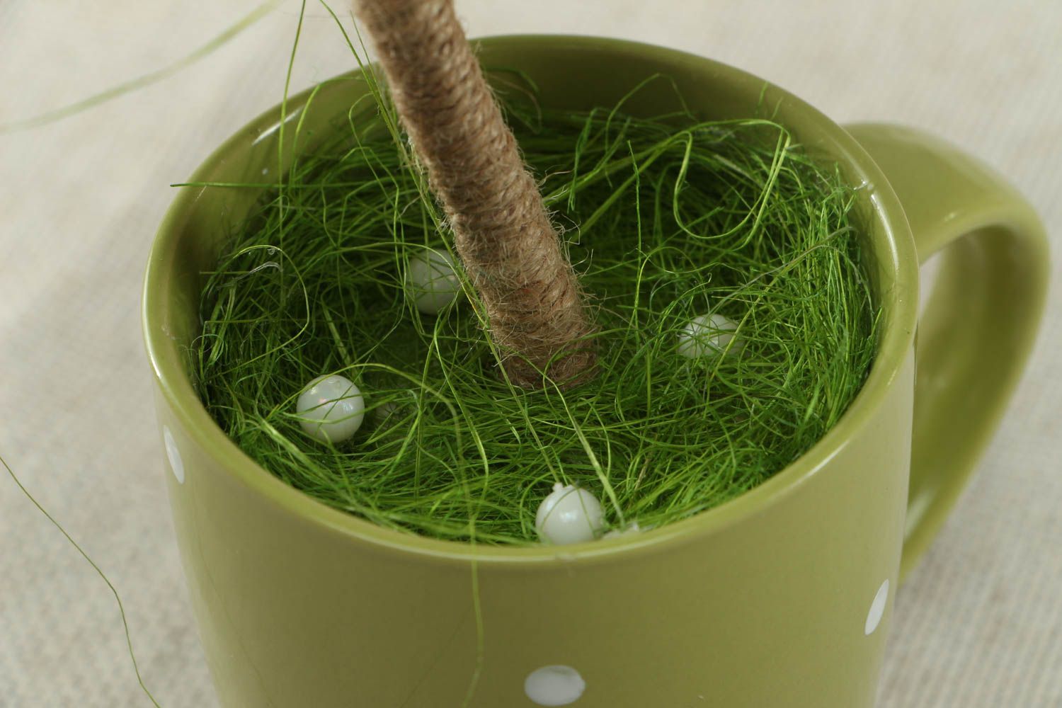 Handmade green topiary in cup photo 3