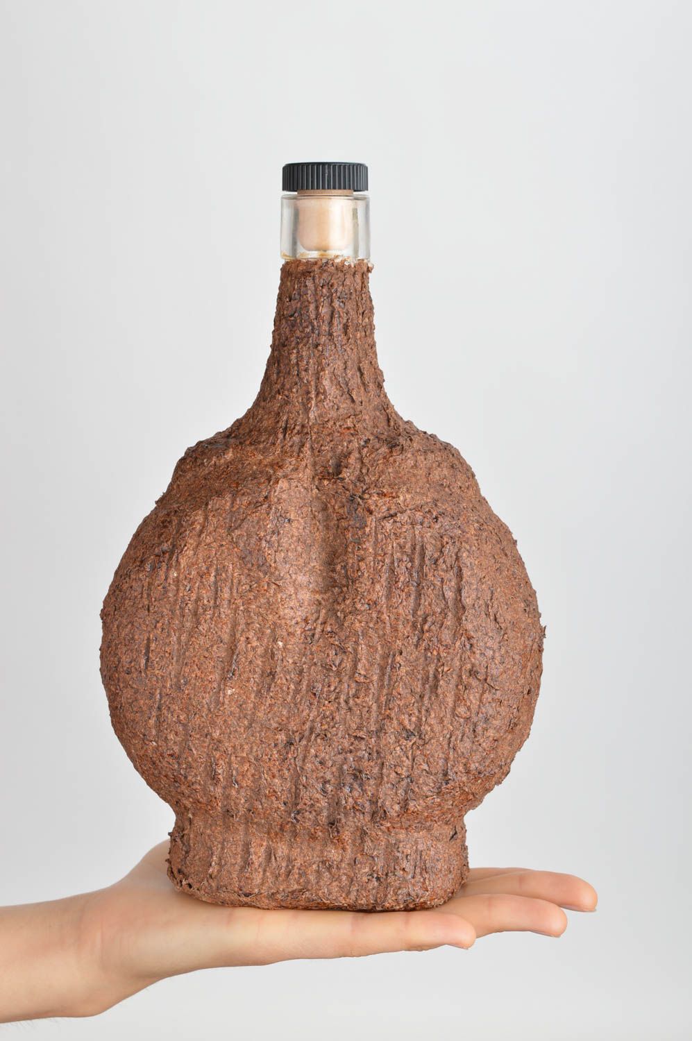 Unusual wine bottle handmade glass bottle designer kitchenware 1 liter photo 5