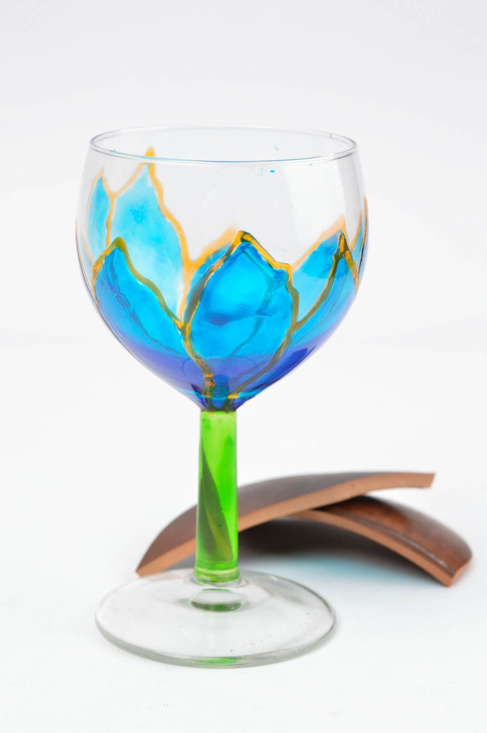 Weinkelch Glas handmade originelles Geschirr bemalt Dekoration für Küche foto 1