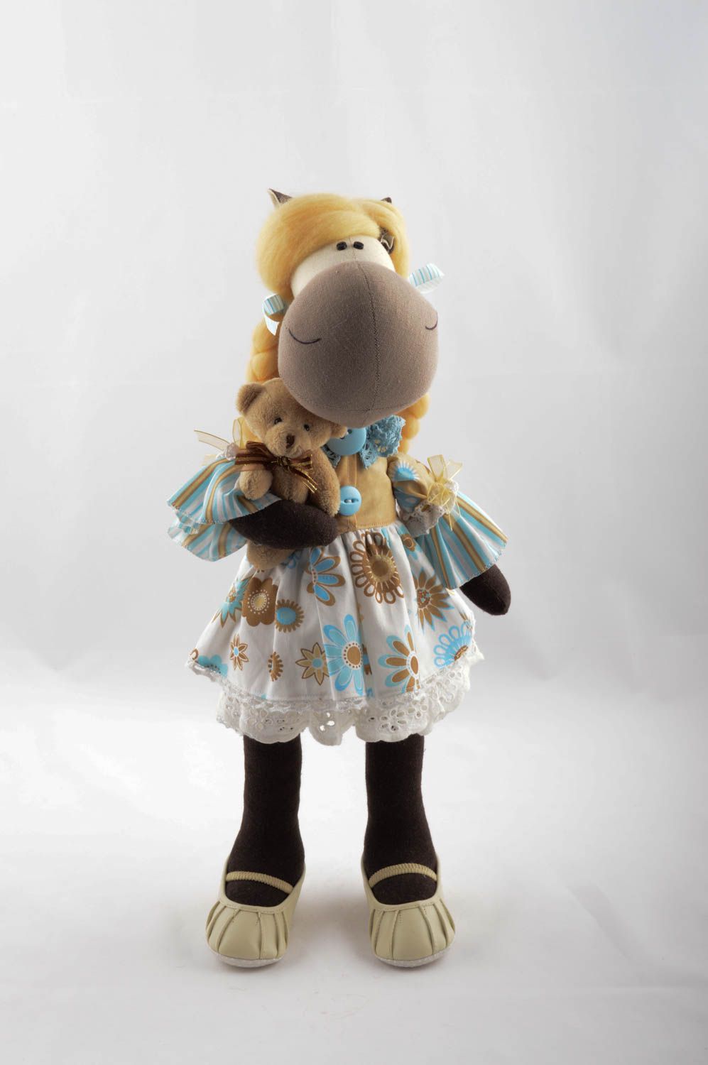 Игрушка лошадка ручной работы детская игрушка кукла из льна мягкая игрушка фото 2