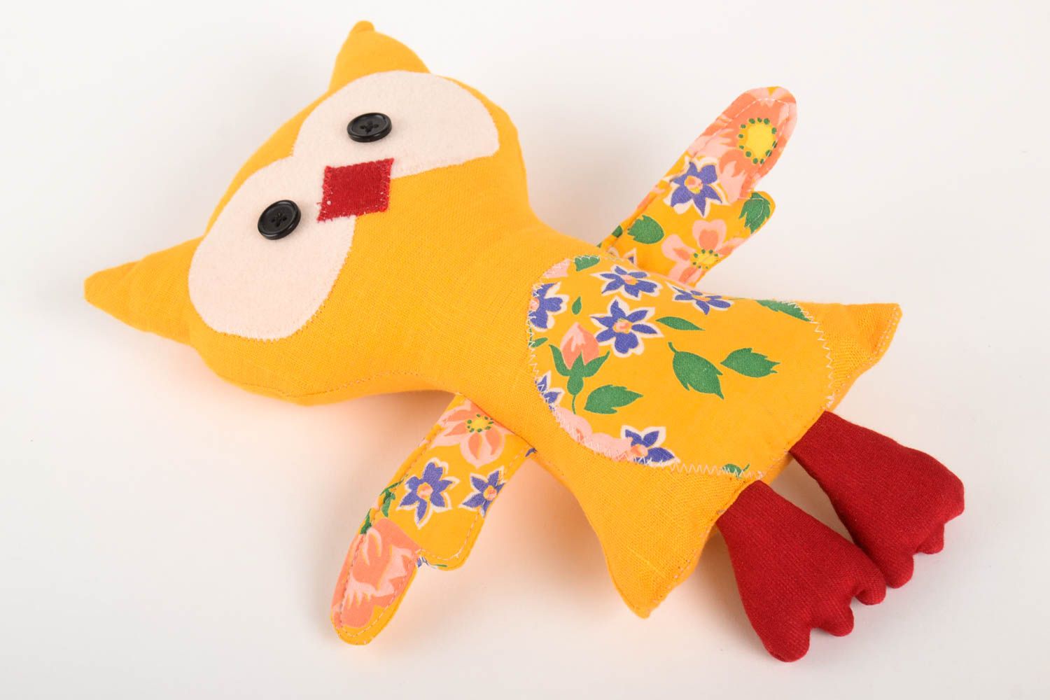 Eule Spielzeug handmade weiches Stoff Kuscheltier in Gelb Geschenk für Kinder foto 3
