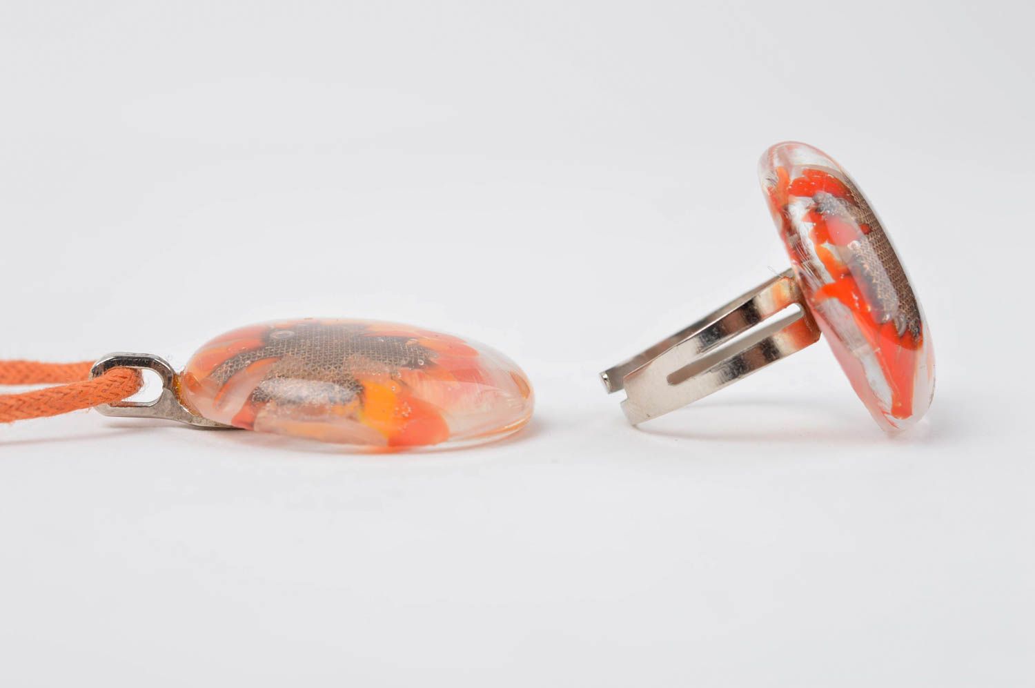 Stylish handmade jewelry set glass pendant glass ring artisan jewelry designs photo 2