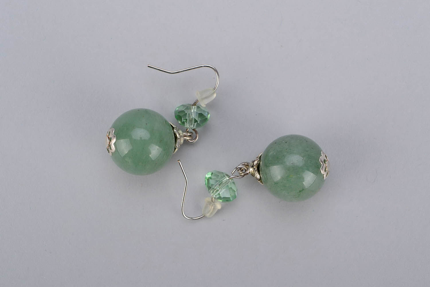 Earrings made ​​of jade and Czech crystal photo 3