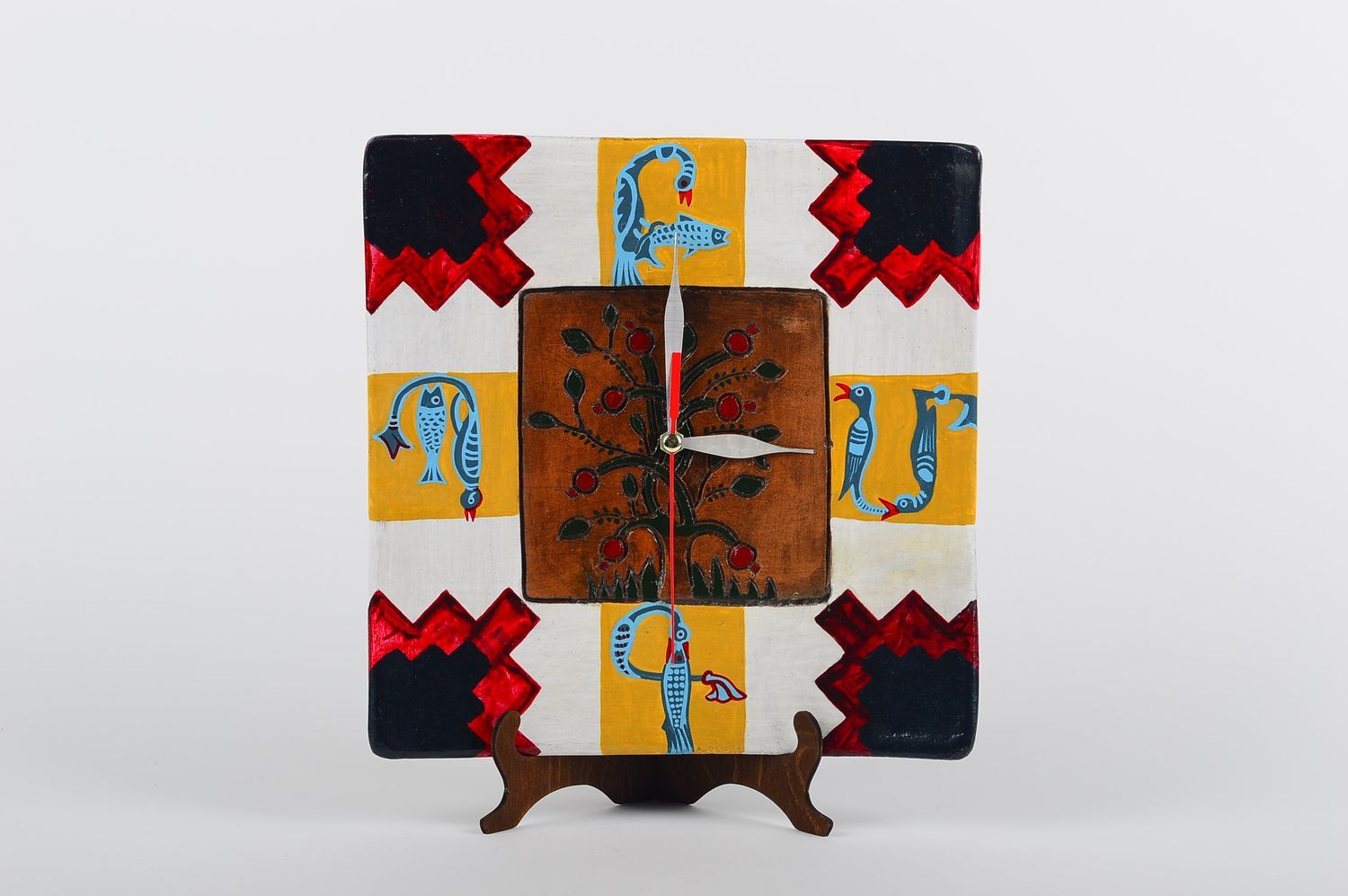 Керамические часы ручной работы необычные часы с росписью настенные часы фото 1
