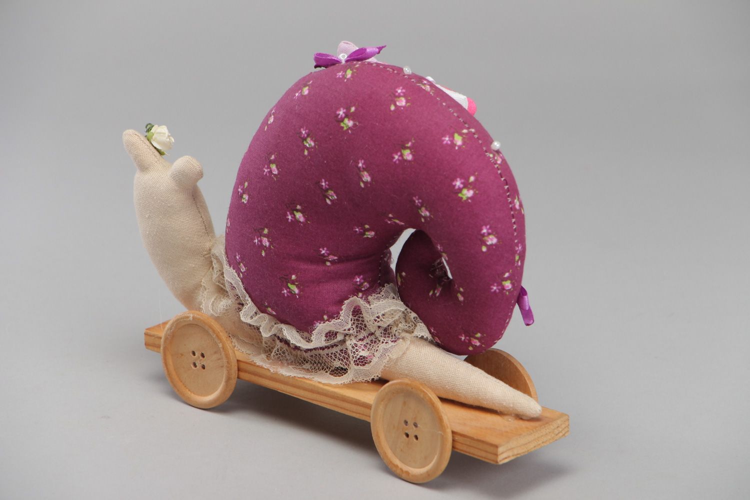 Handmade designer fabric soft toy snail photo 3