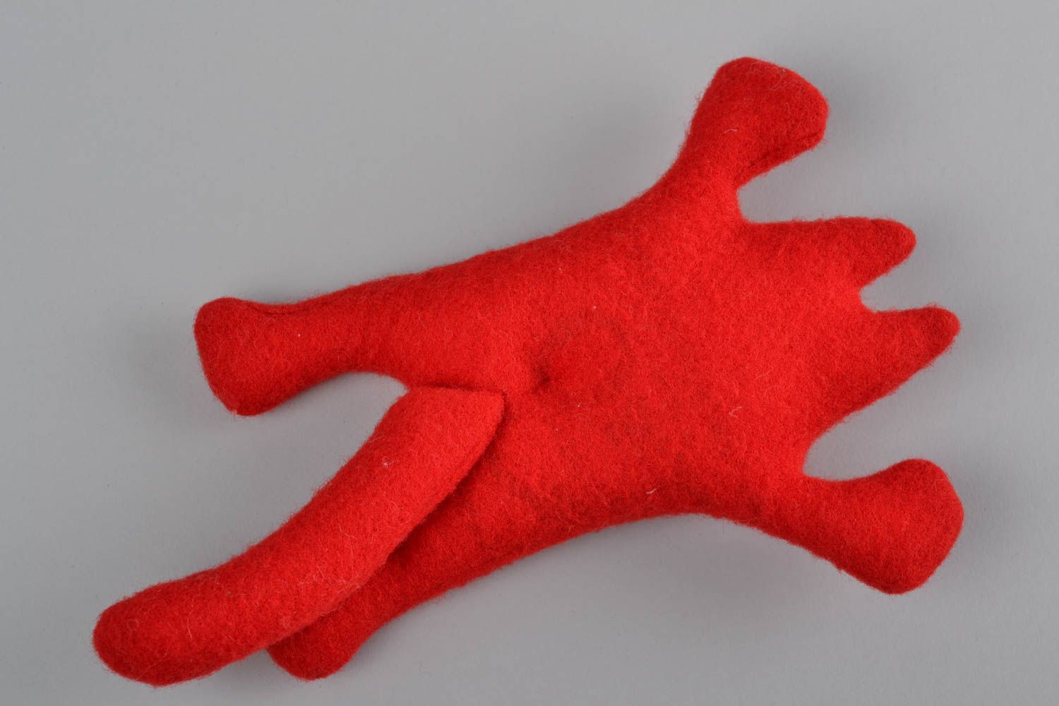 Handmade designer soft toy red cat made of fleece for kids photo 5
