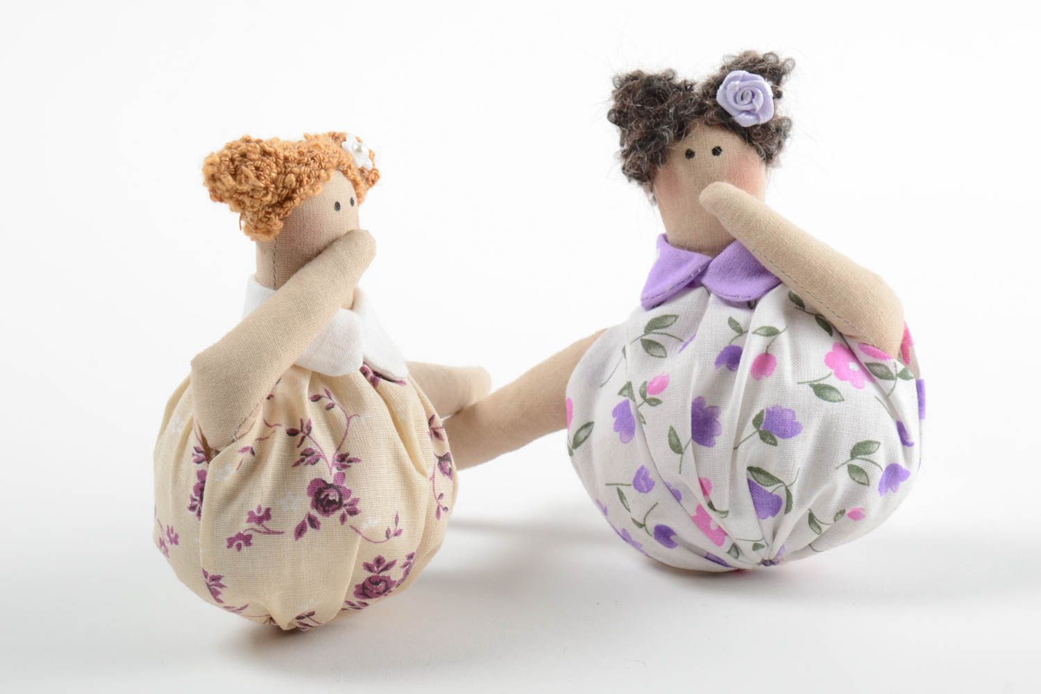 Set of 2 handmade fabric soft dolls decorative toys rag dolls for cups photo 2