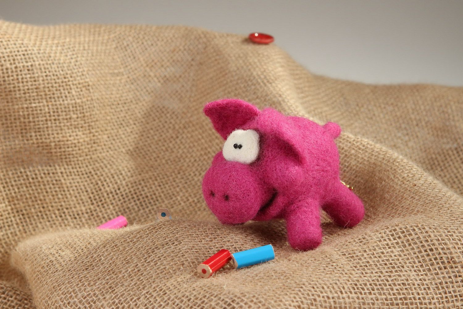 Felted soft toy Pig photo 5