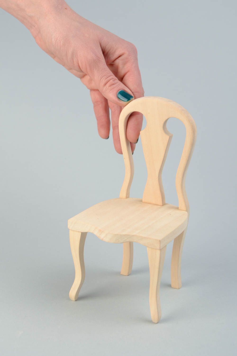 Деревянный стул для куклы заготовка под роспись или декупаж ручной работы фото 2
