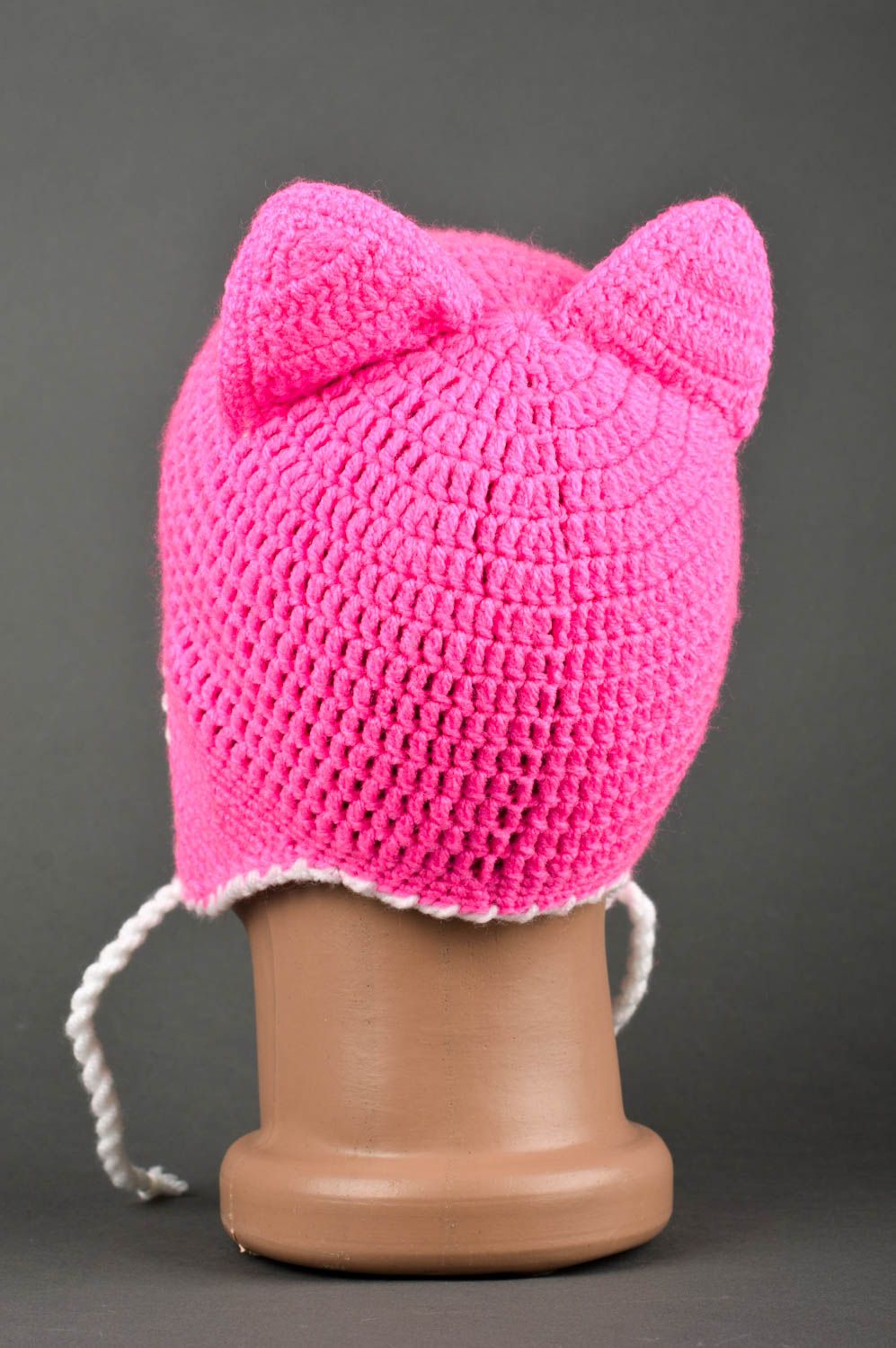 Bonnet en laine fait main Chapeau hiver rose chaud Vêtement pour femme photo 5