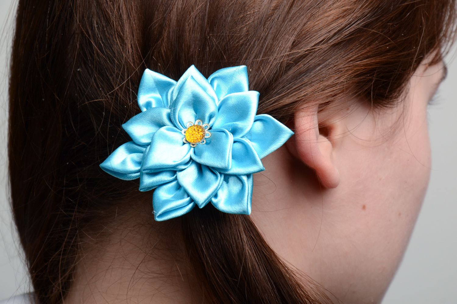 Blume Haargummi für Mädchen blau foto 5