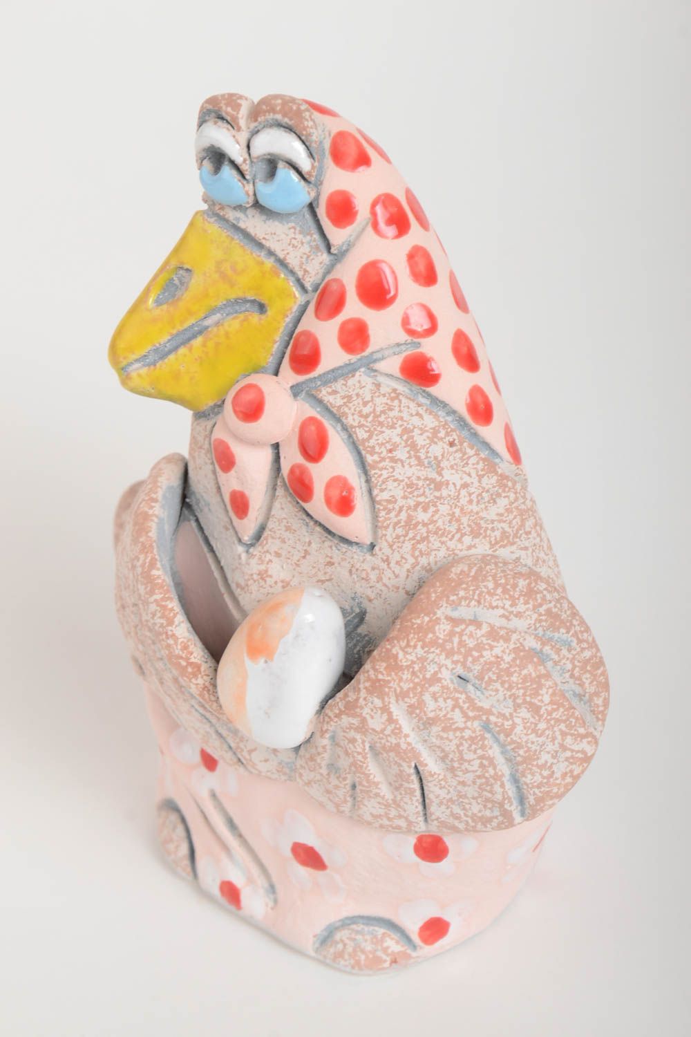 Tirelire poule céramique Tirelire fait main peinte originale Cadeau pour enfant photo 2