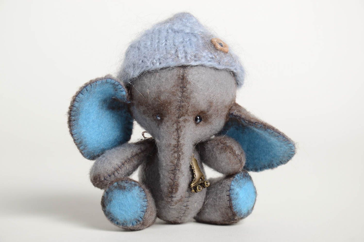 Handmade unusual soft toy beautiful elephant stylish textile interior toy photo 4