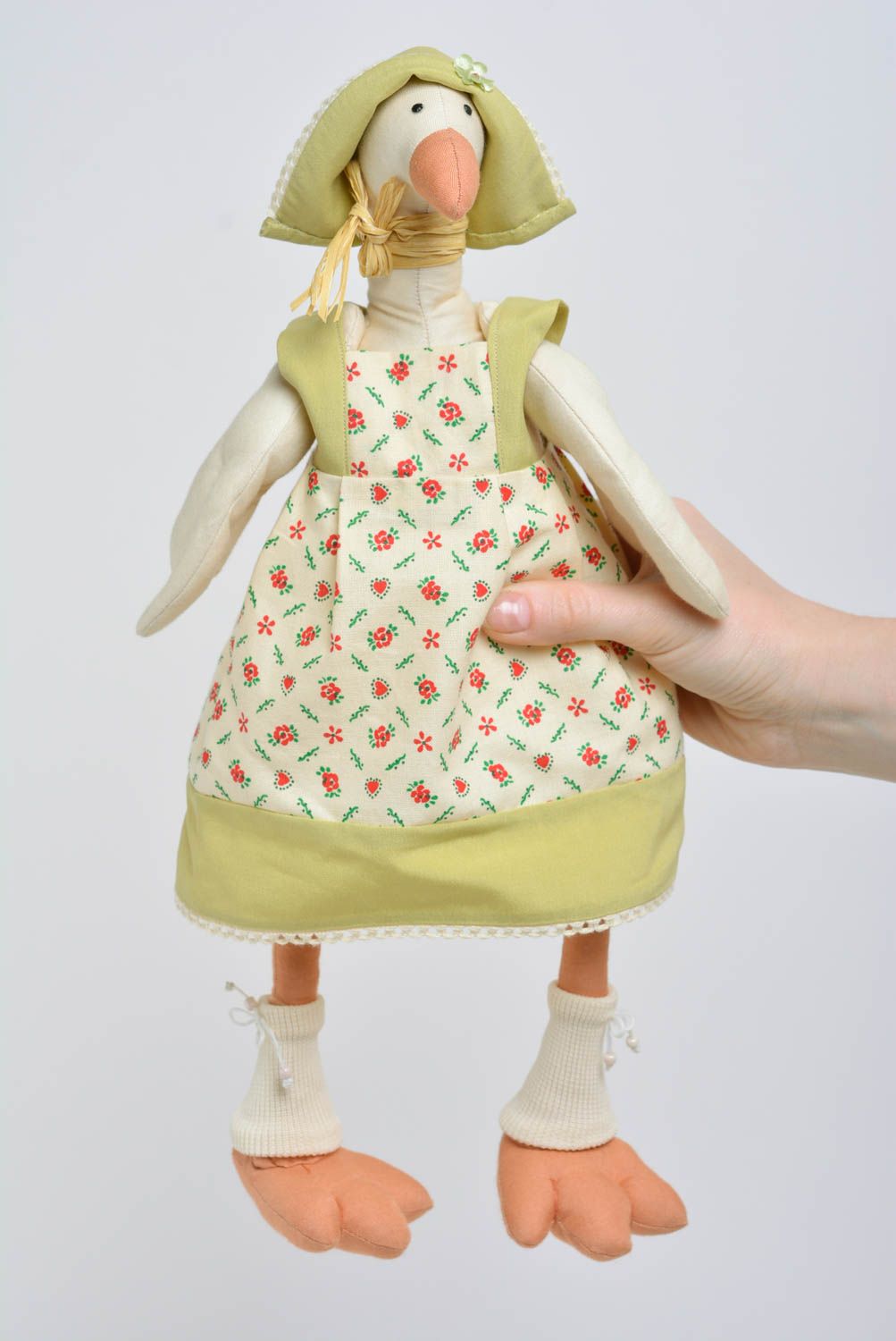 Poupée oie en tissu de coton faite main originale décorative cadeau pour enfant photo 4