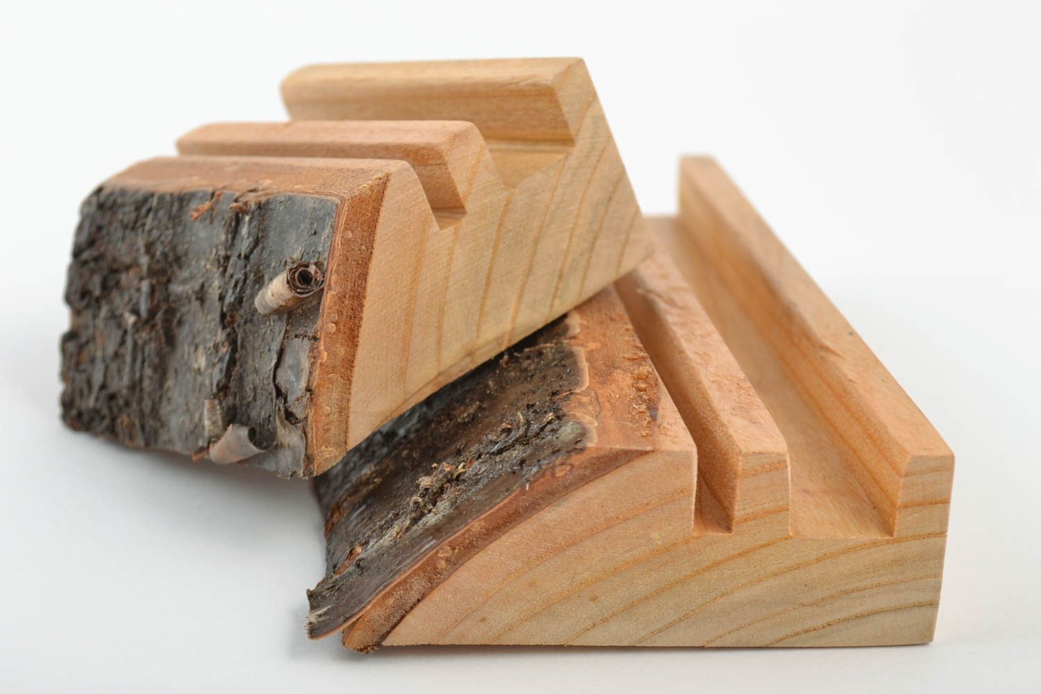 Conjunto de soportes para móvil o Tablet hechos a mano de madera 2 artículos  foto 2
