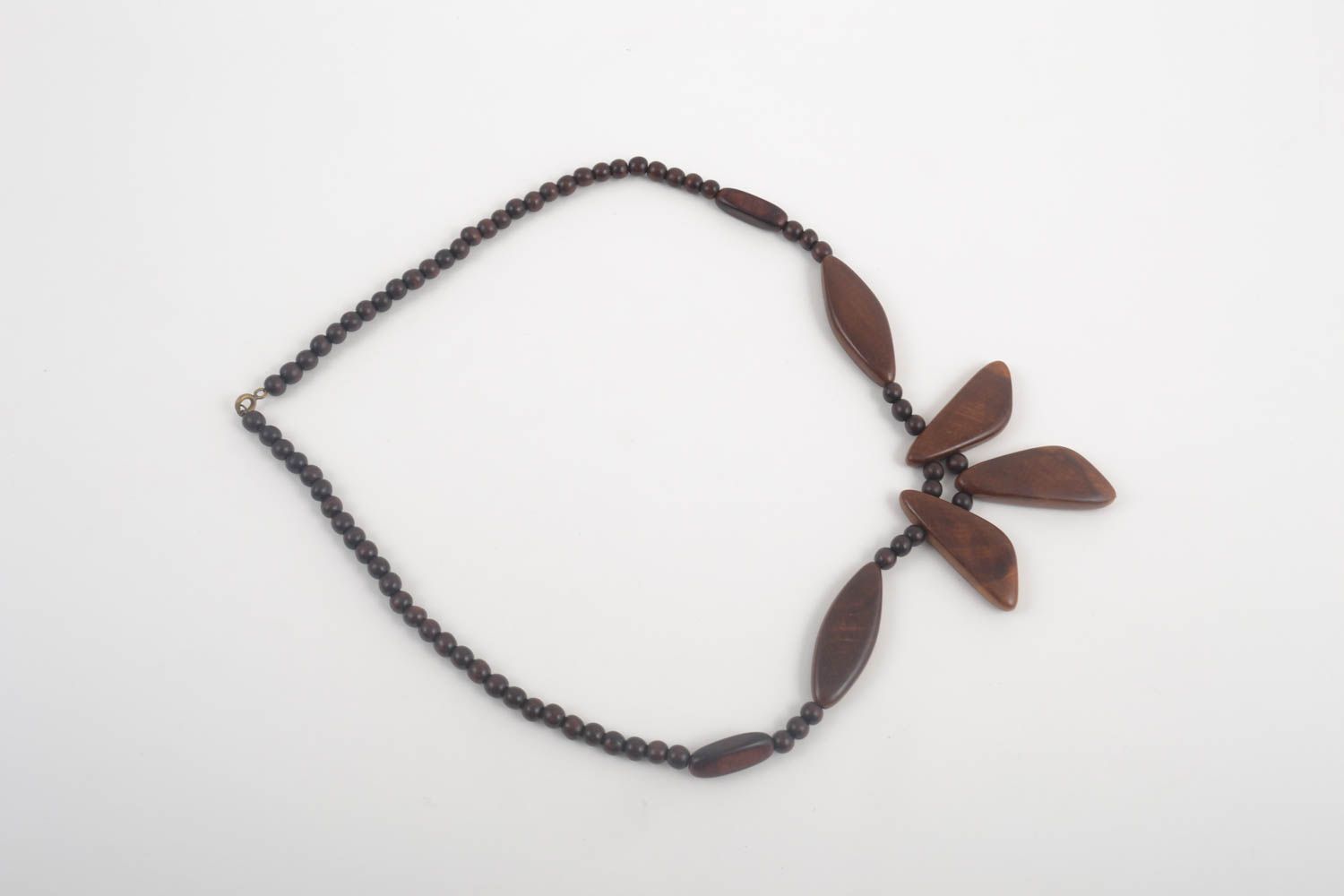 Handmade Damen Collier Modeschmuck Halskette Frauen Accessoire dunkel aus Holz foto 4