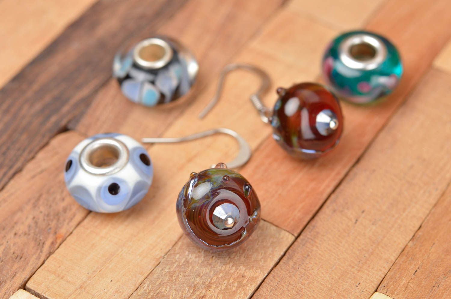 Handmade glass earrings long earrings with beads glass jewelry lampwork jewelry photo 1