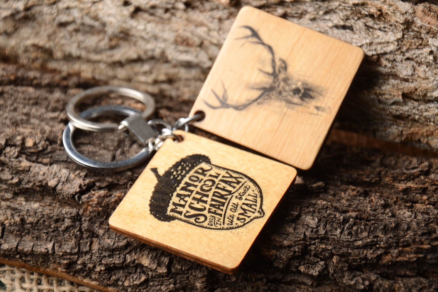 Handmade keychain wooden keychains set of 2 products unusual gift for men photo 1
