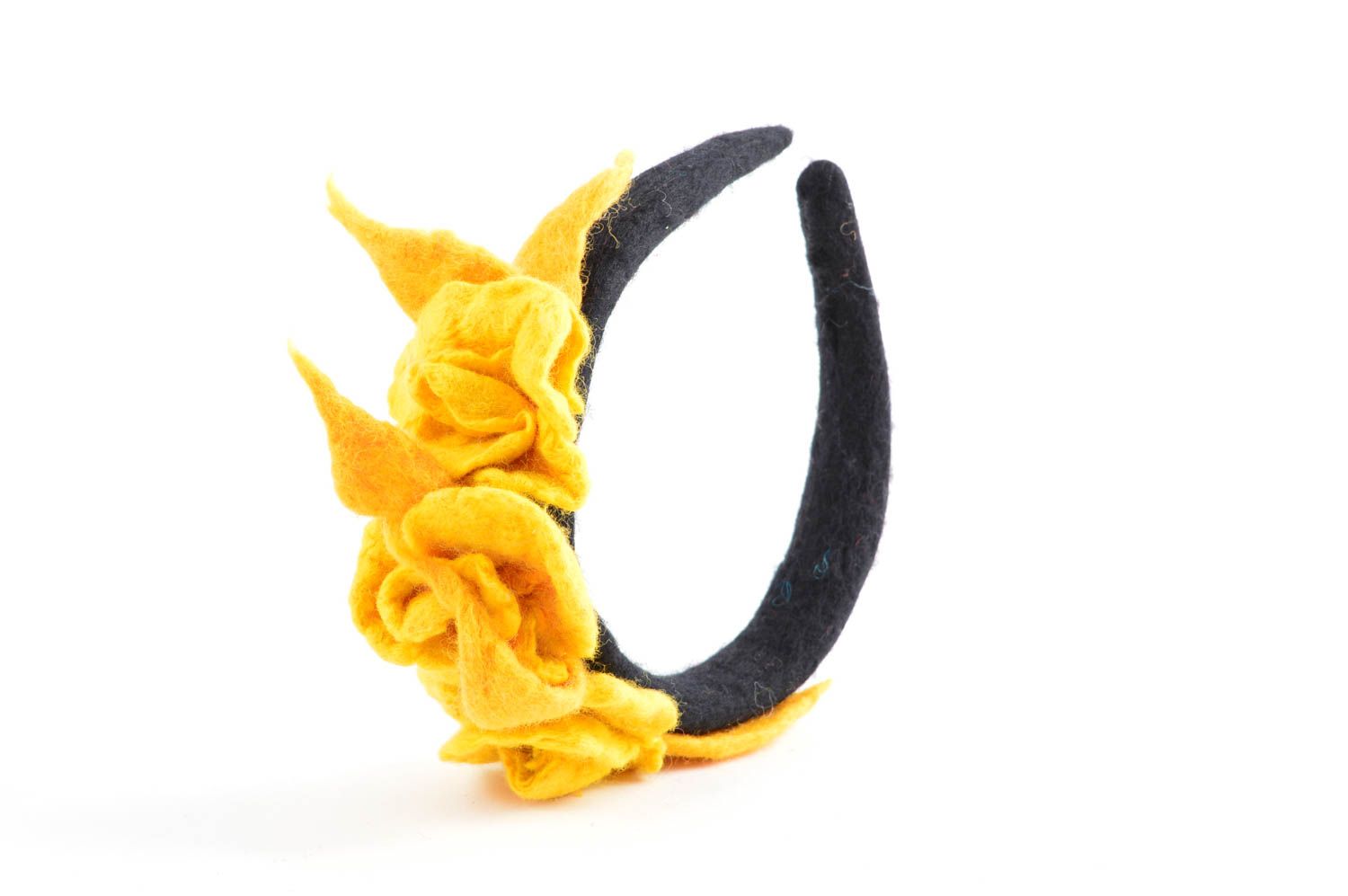 Serre-tête fleurs fait main Accessoire cheveux jaune Cadeau original design photo 4