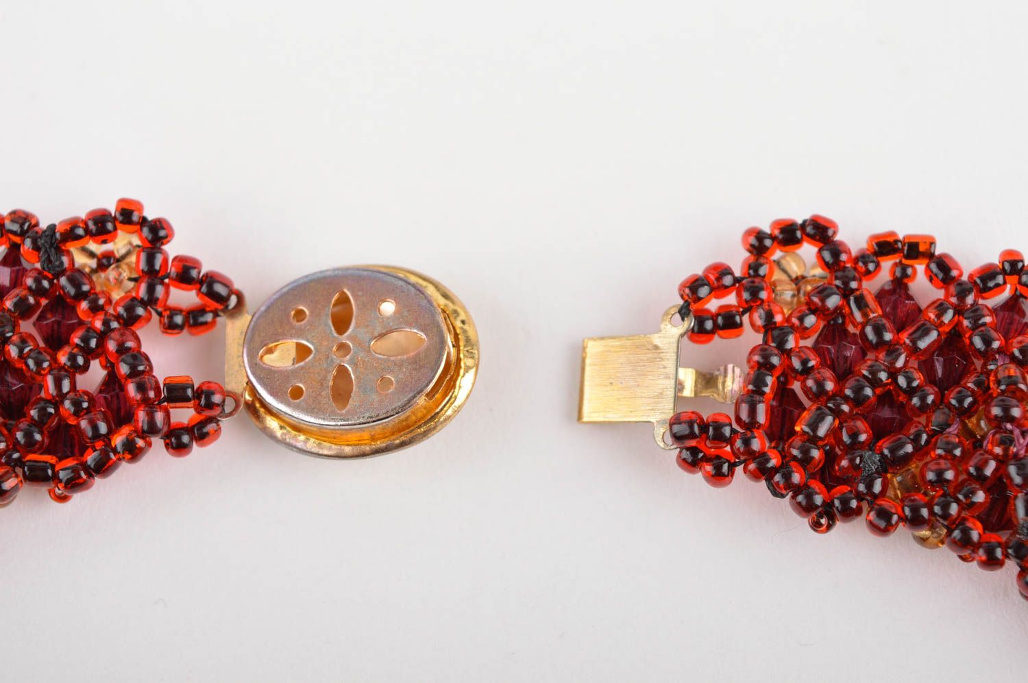Колье из бисера украшение ручной работы красное вечернее ожерелье из бисера фото 5