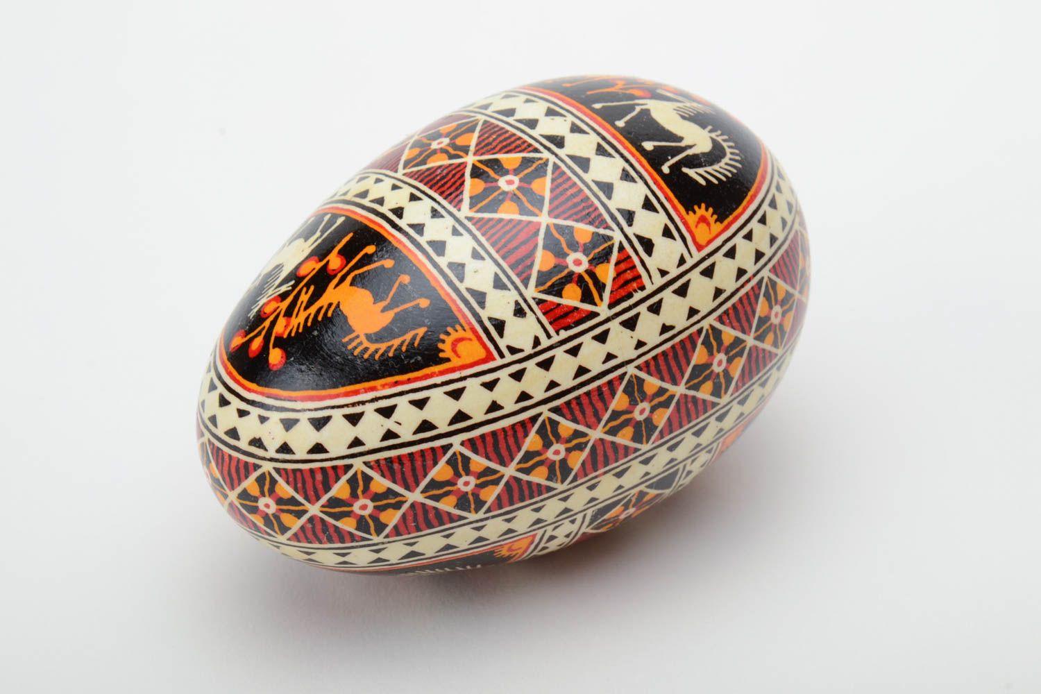 Handmade decorative art painted Easter egg traditional pysanka with horses image photo 2