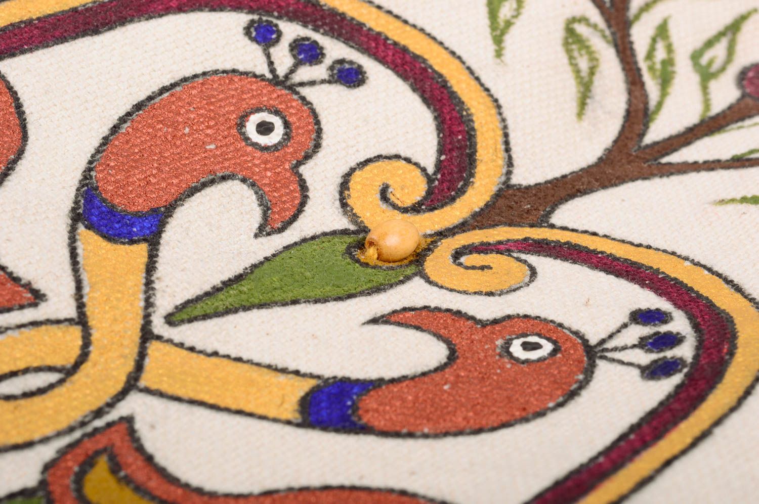 Женская текстильная сумка ручного пошива с длинным ремнем и этническими мотивами фото 5