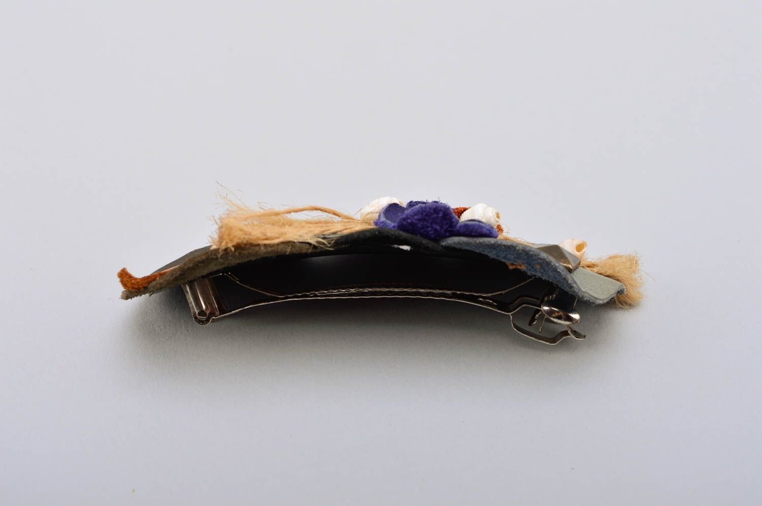Haarspange Blume handmade Leder Schmuck wunderschön Accessoire für Haare modisch foto 3