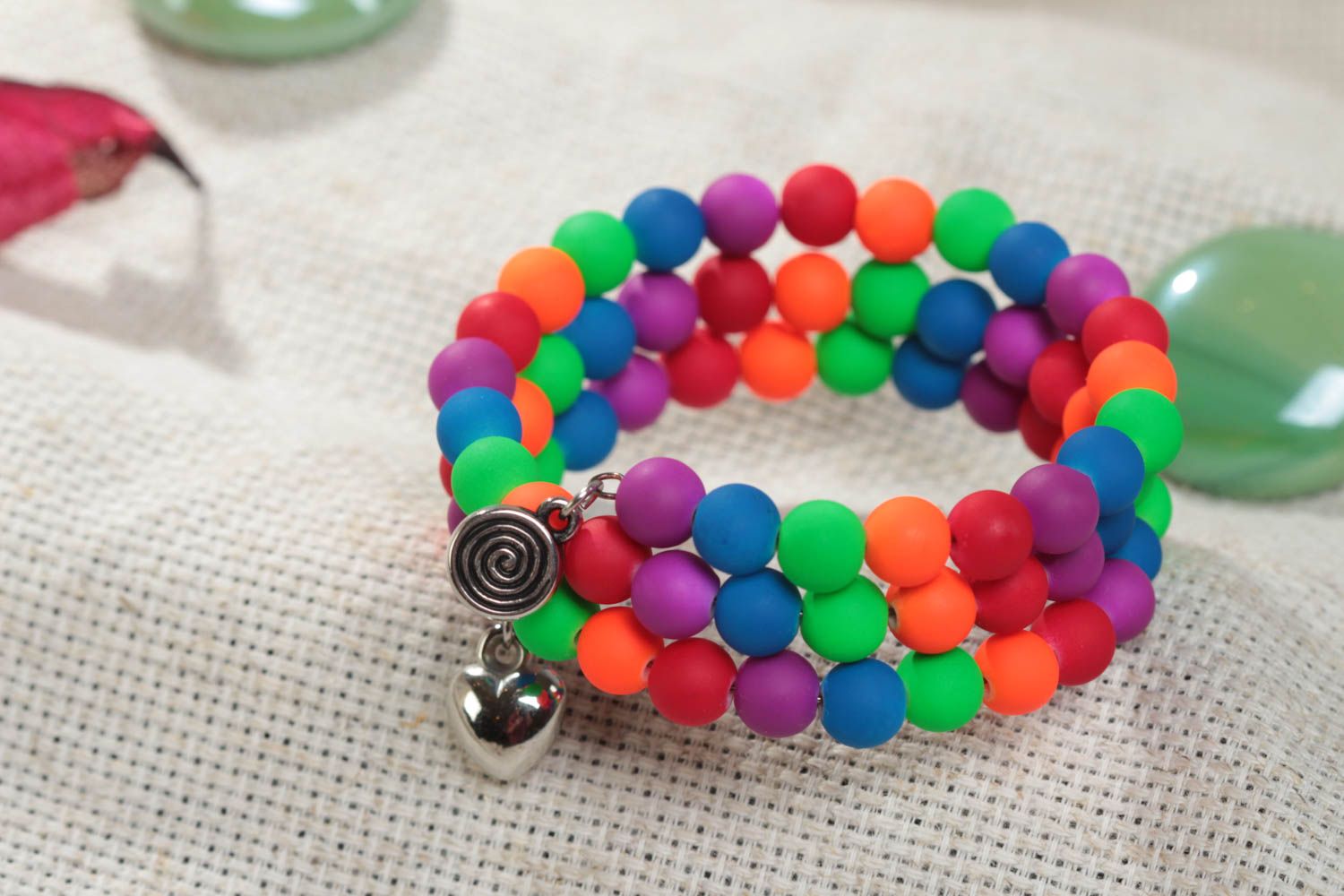 Beautiful children's triple wrap bracelet with plastic beads designer jewelry photo 1
