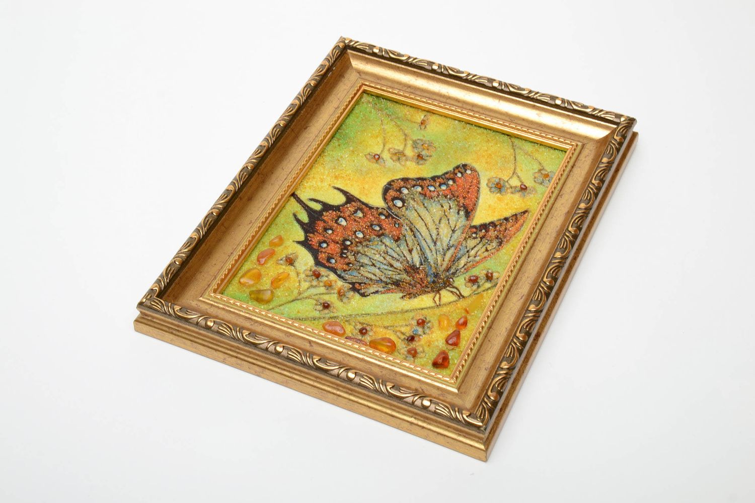Картина на стену с янтарем Бабочка фото 2
