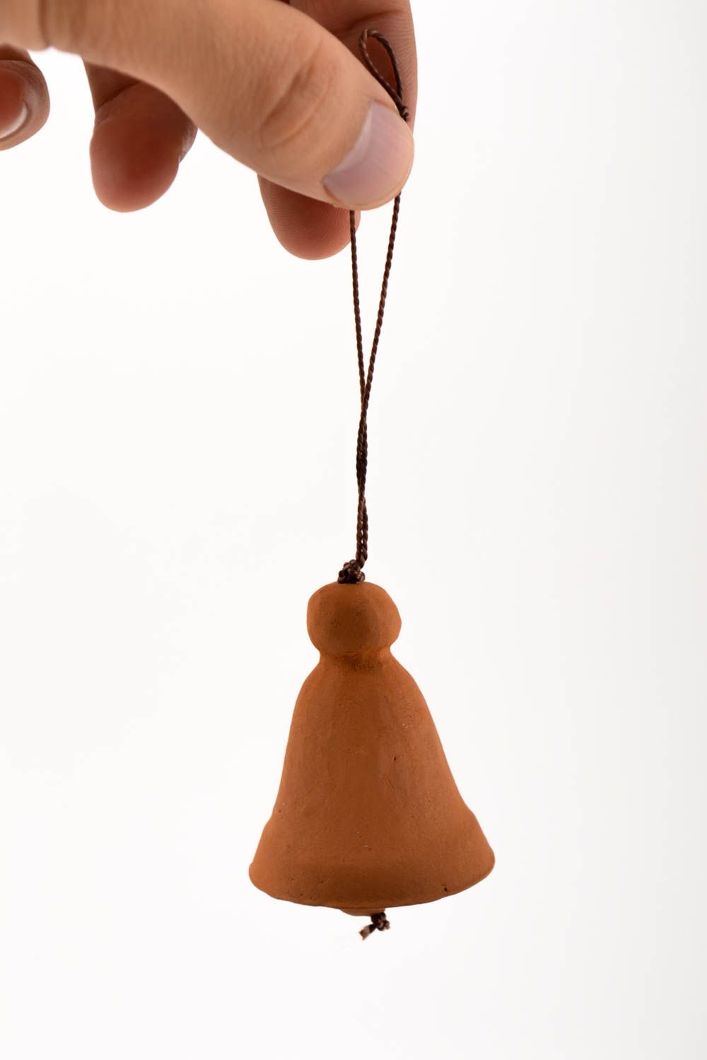 Cloche sonnette faite main Clochette à vent marron céramique Déco maison photo 5
