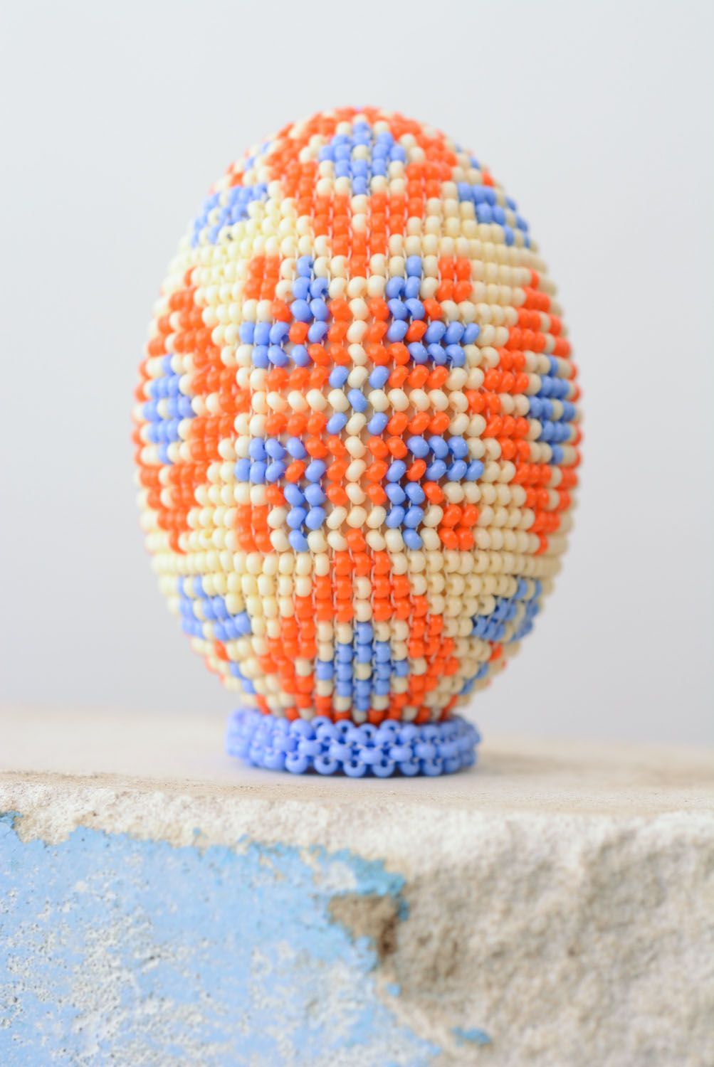 Wooden easter egg woven over with Czech beads photo 5